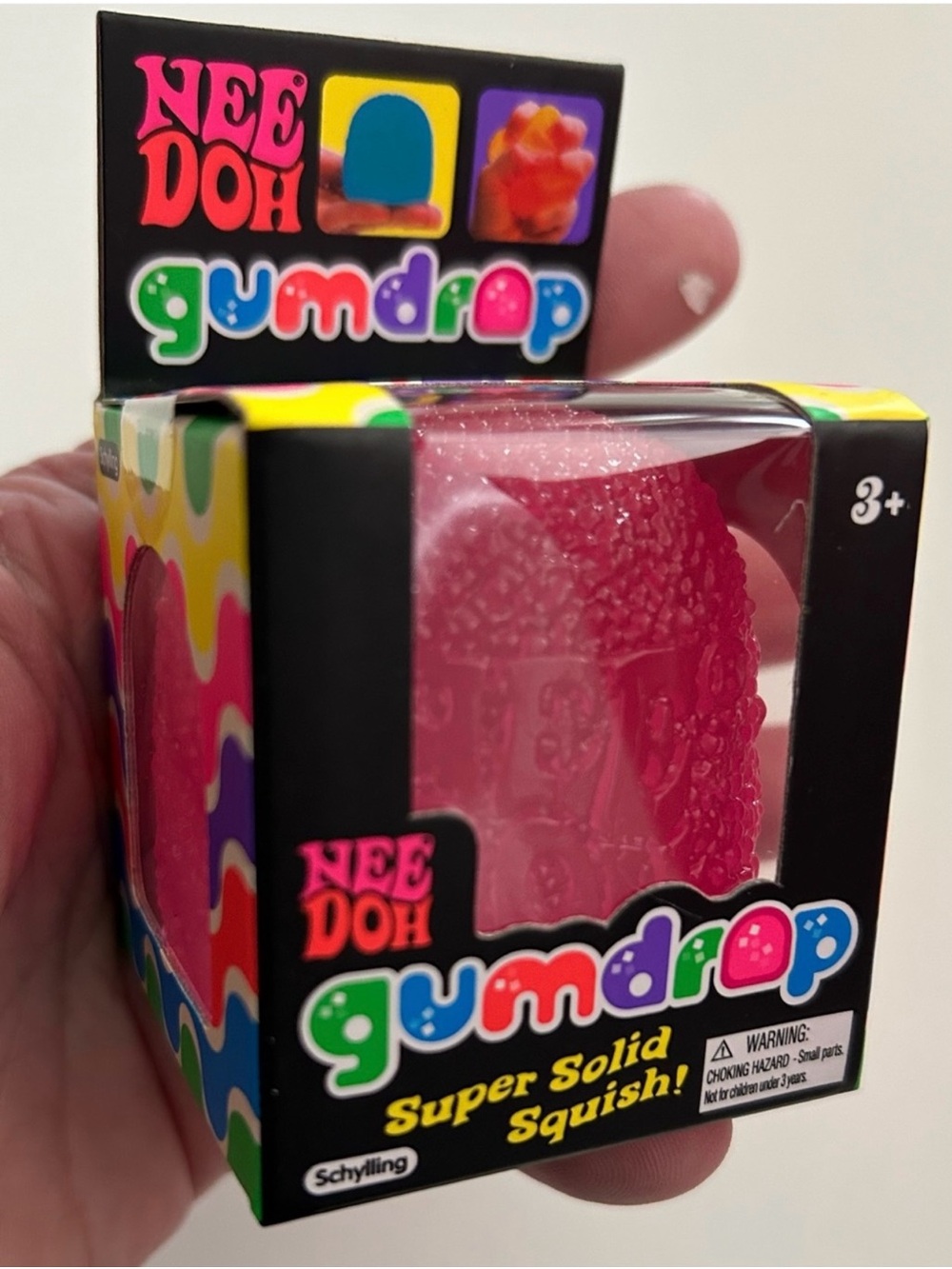 NeeDoh Gumdrop Super Solid Squish - Bright Pink NEW